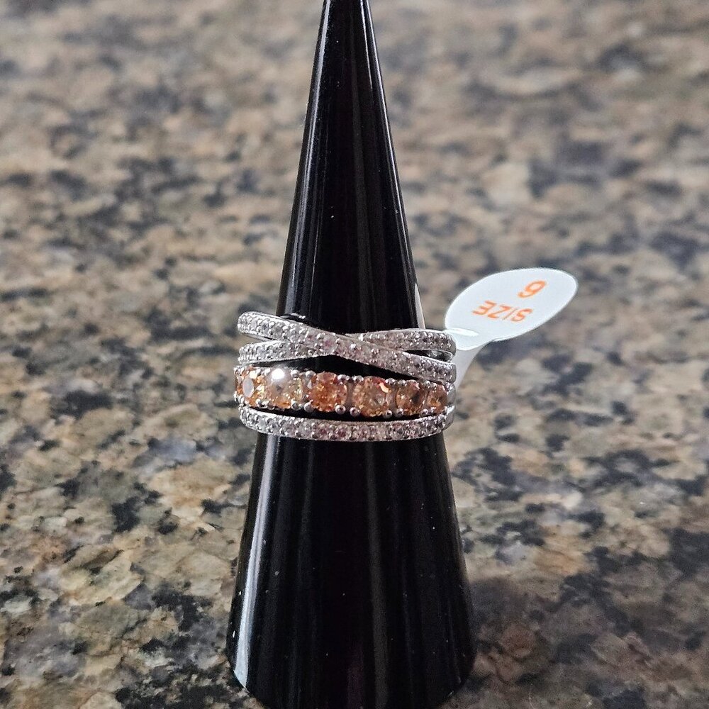 Bomb Party RBP8412 "Simply Divine" Amber Topaz .925 Solid Sterling Silver Sz 6